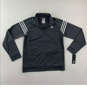 Adidas Boy's XL Gray/White Striped Full Zip Jacket
